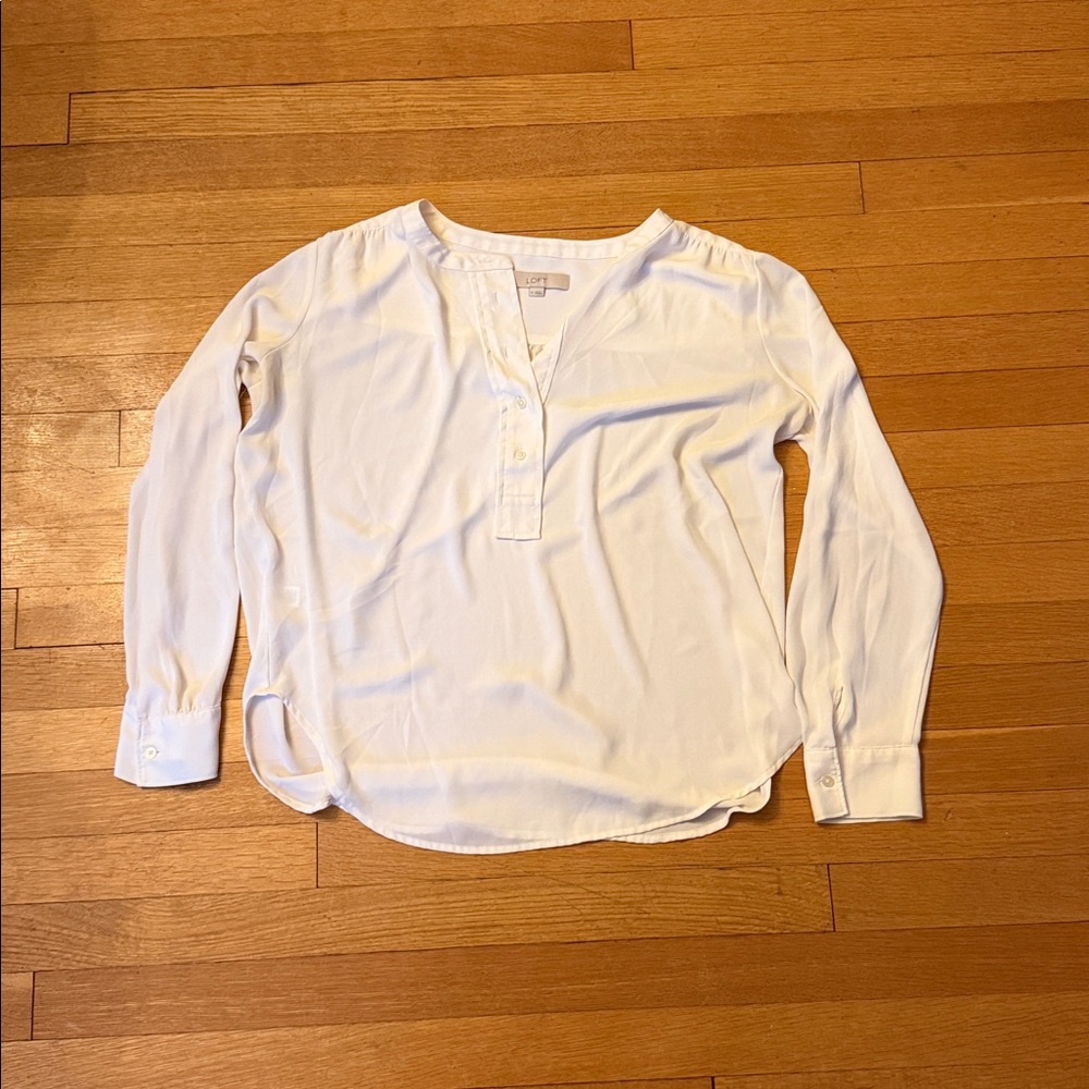 Loft white long-sleeve blouse